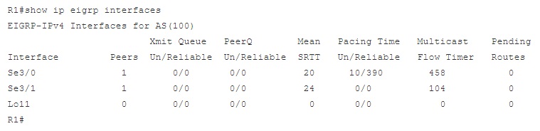 Show ip eigrp interface command output