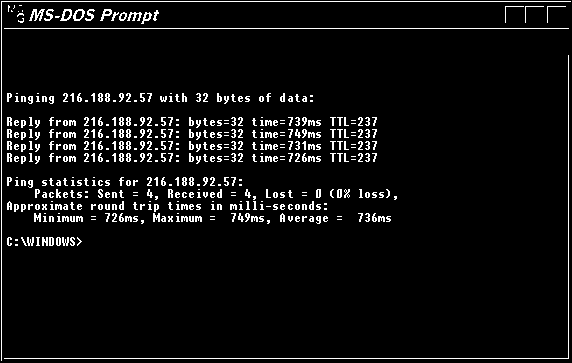 output from ping command